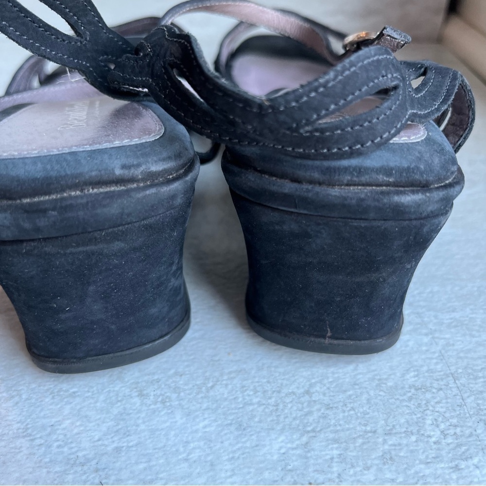 ** Beautifeel Black Leather Wedge Sandals sz 41 Ankle Strap - Picture 12 of 12